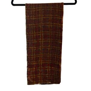 VTG Elaine Gold Collection XIIX Velvet Silk Blend‎ Shawl Scarf Brown Gold Plaid
